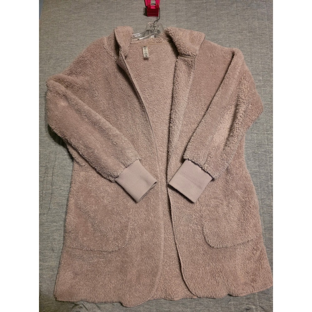 1368 90 Degree by Reflex Mauve Sherpa Fleece Hooded Cardigan Jacket Medium